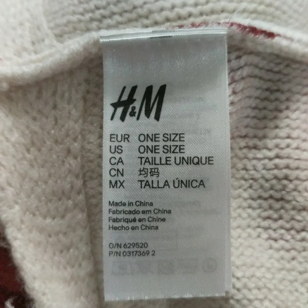 H&M Cream and Red Floral Print Infinity Knit Scarf